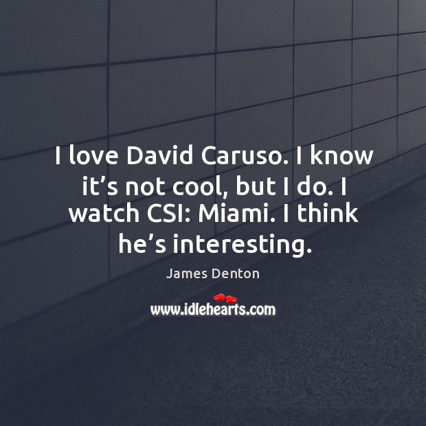 I love david caruso. I know it’s not cool, but I do. I watch csi: miami. I think he’s interesting. James Denton Picture Quote