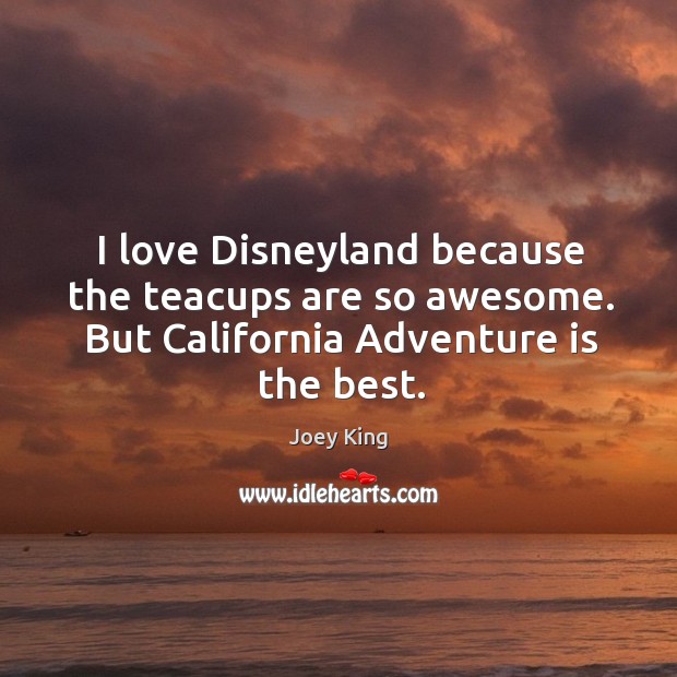 I love Disneyland because the teacups are so awesome. But California Adventure Joey King Picture Quote
