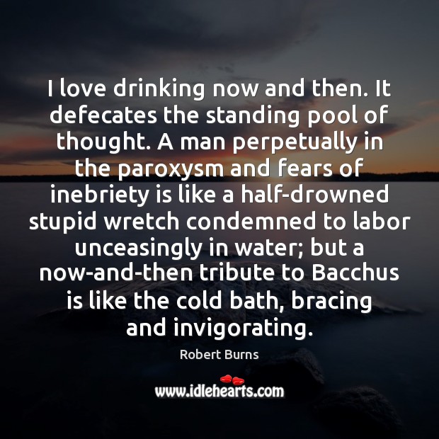 I love drinking now and then. It defecates the standing pool of Robert Burns Picture Quote