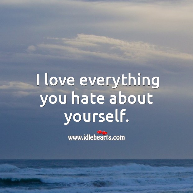 I love everything you hate about yourself. Hate Quotes Image