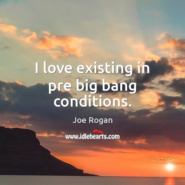 I love existing in pre big bang conditions. Joe Rogan Picture Quote
