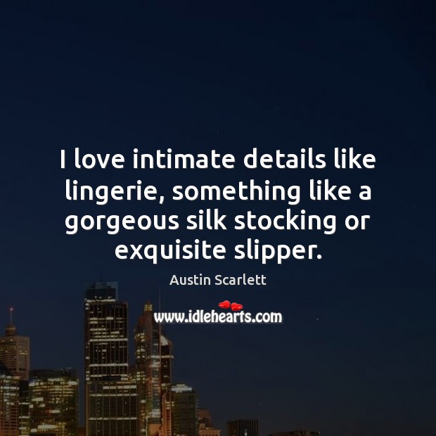 I love intimate details like lingerie, something like a gorgeous silk stocking Austin Scarlett Picture Quote