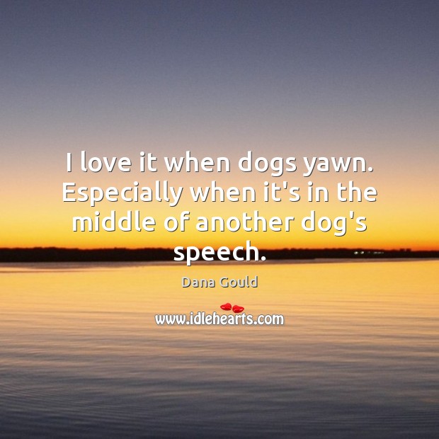 I love it when dogs yawn. Especially when it’s in the middle of another dog’s speech. Dana Gould Picture Quote