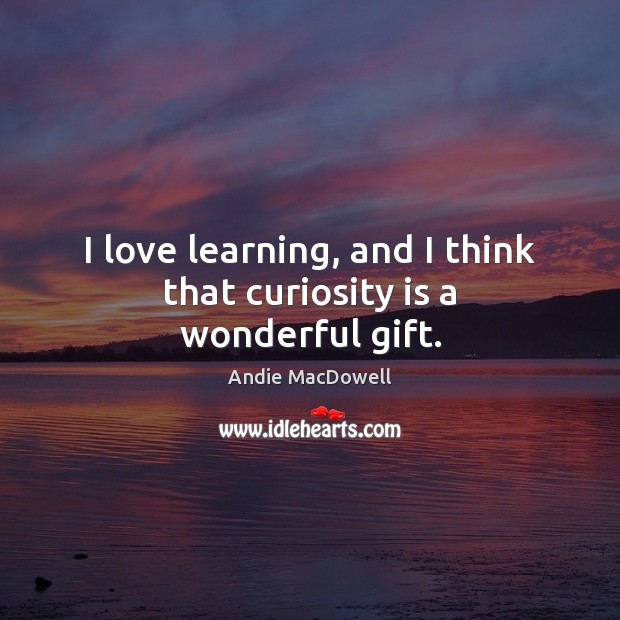 I love learning, and I think that curiosity is a wonderful gift. Andie MacDowell Picture Quote