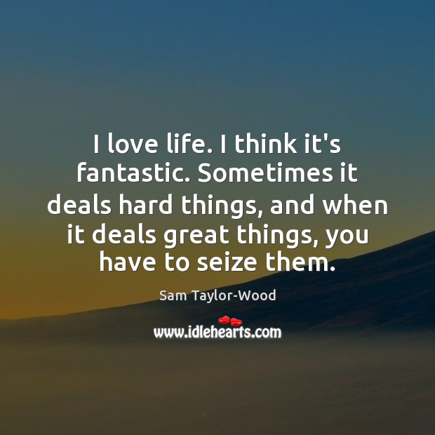 I love life. I think it’s fantastic. Sometimes it deals hard things, Sam Taylor-Wood Picture Quote