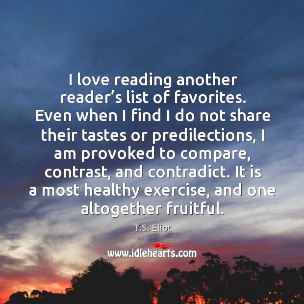 I love reading another reader’s list of favorites. Even when I Image