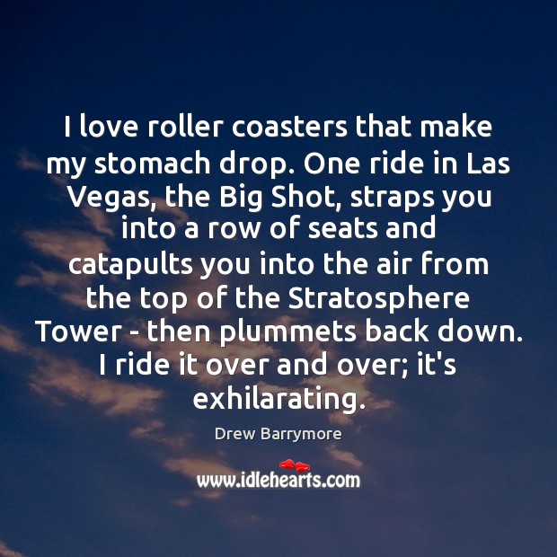 I love roller coasters that make my stomach drop. One ride in Drew Barrymore Picture Quote