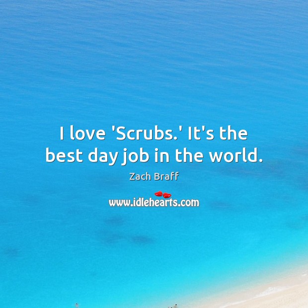 I love ‘Scrubs.’ It’s the best day job in the world. Zach Braff Picture Quote