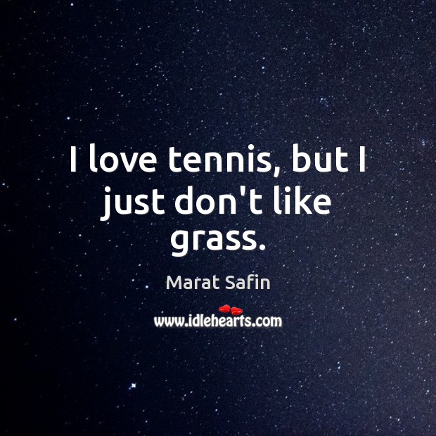 I love tennis, but I just don’t like grass. Marat Safin Picture Quote