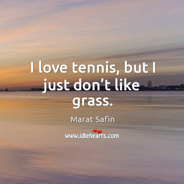 I love tennis, but I just don’t like grass. Marat Safin Picture Quote