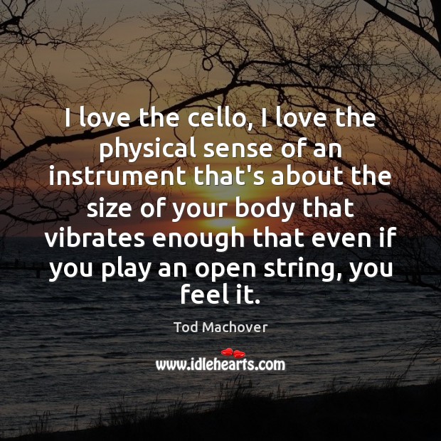 I love the cello, I love the physical sense of an instrument Tod Machover Picture Quote
