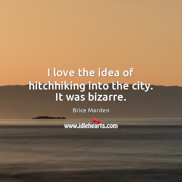 I love the idea of hitchhiking into the city. It was bizarre. Brice Marden Picture Quote