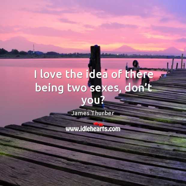 I love the idea of there being two sexes, don’t you? James Thurber Picture Quote