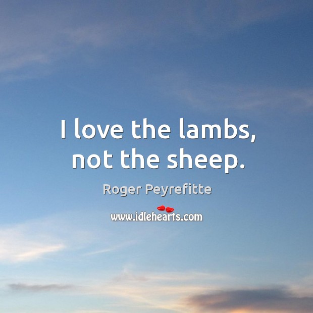 I love the lambs, not the sheep. Roger Peyrefitte Picture Quote