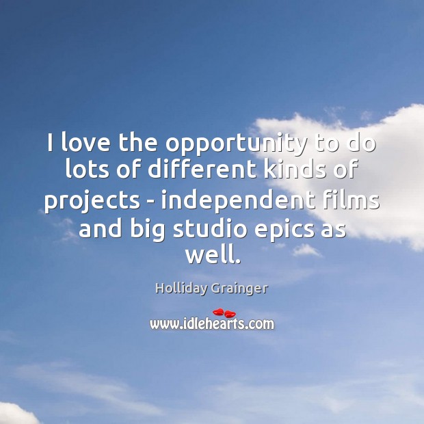 I love the opportunity to do lots of different kinds of projects Holliday Grainger Picture Quote