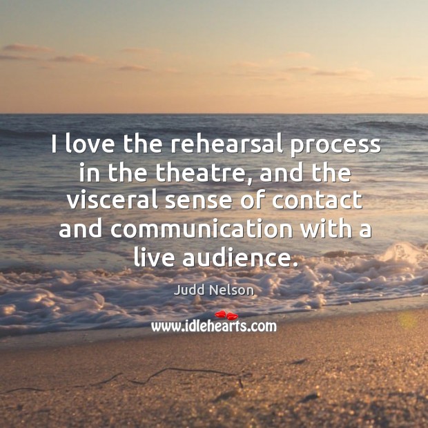 I love the rehearsal process in the theatre, and the visceral sense of contact and communication with a live audience. Image