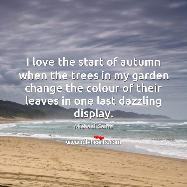 I love the start of autumn when the trees in my garden Michael Caine Picture Quote