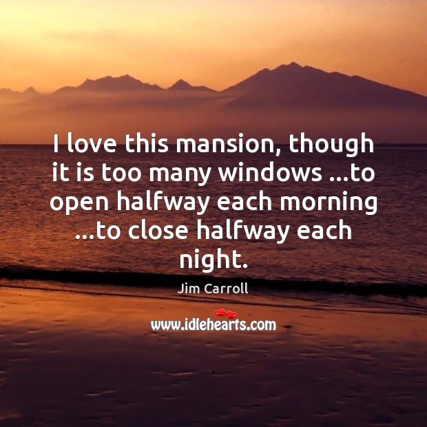 I love this mansion, though it is too many windows …to open Jim Carroll Picture Quote
