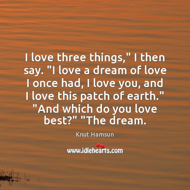 I love three things,” I then say. “I love a dream of I Love You Quotes Image
