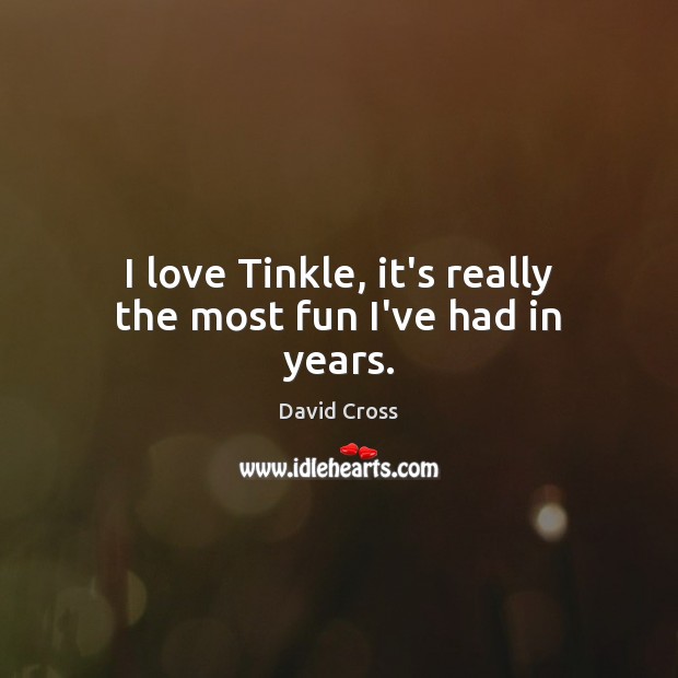 I love Tinkle, it’s really the most fun I’ve had in years. David Cross Picture Quote