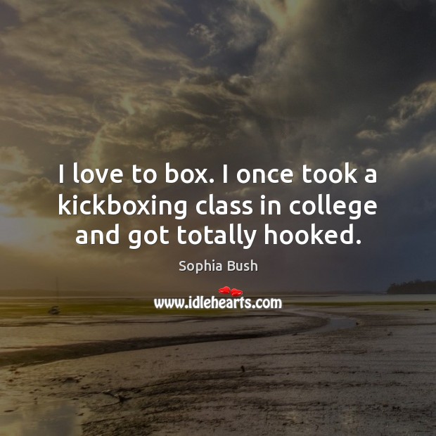 I love to box. I once took a kickboxing class in college and got totally hooked. Sophia Bush Picture Quote