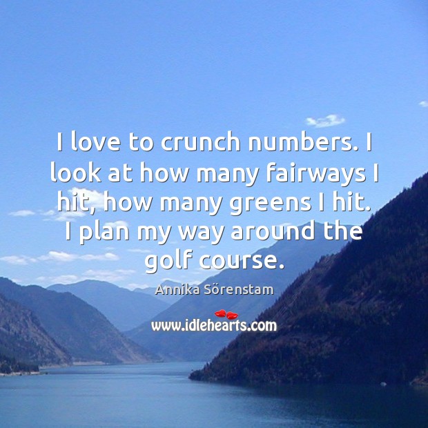 I love to crunch numbers. I look at how many fairways I Annika Sörenstam Picture Quote