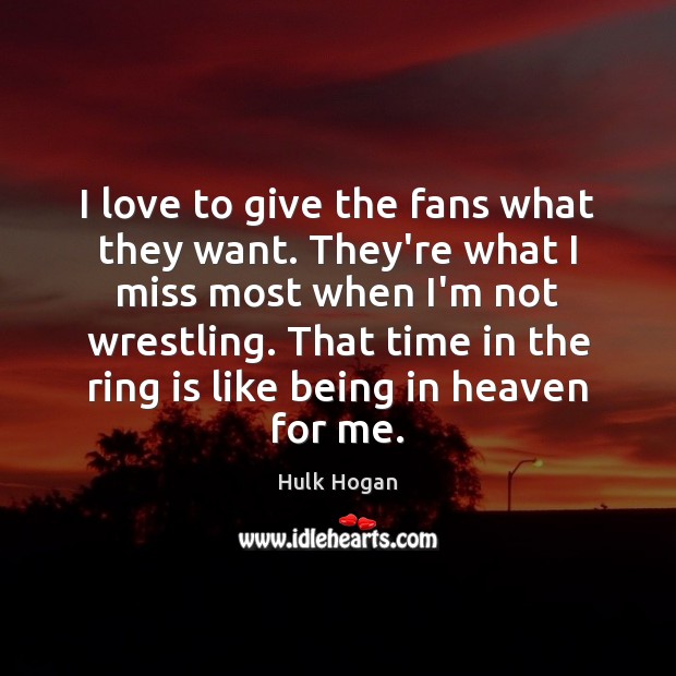 I love to give the fans what they want. They’re what I Hulk Hogan Picture Quote