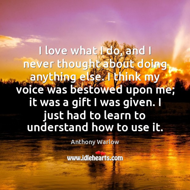 I love what I do, and I never thought about doing anything Anthony Warlow Picture Quote
