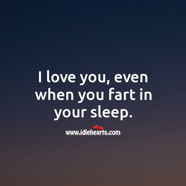 I love you, even when you fart in your sleep. Funny Quotes Image