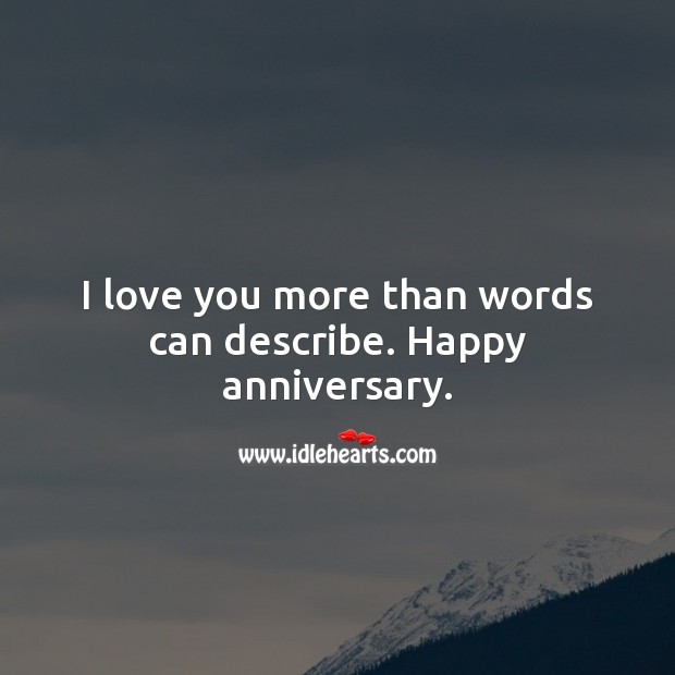 I love you more than words can describe. Happy anniversary. Image
