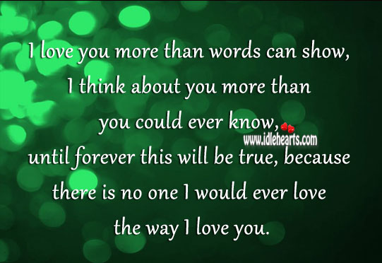 There’s no one I would ever love the way I love you. I Love You Quotes Image