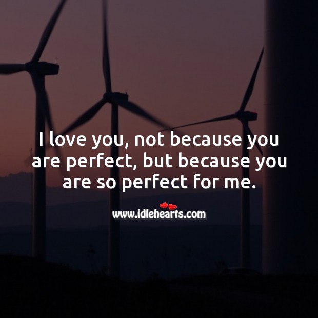 I love you, not because you are perfect, but because you are so perfect for me. I Love You Quotes Image