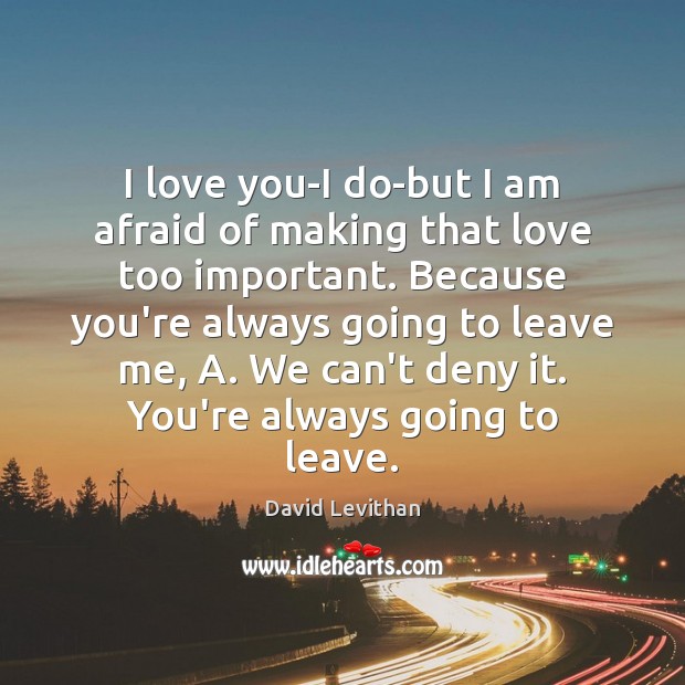 I love you-I do-but I am afraid of making that love too David Levithan Picture Quote