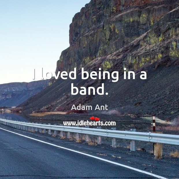 I loved being in a band. Adam Ant Picture Quote