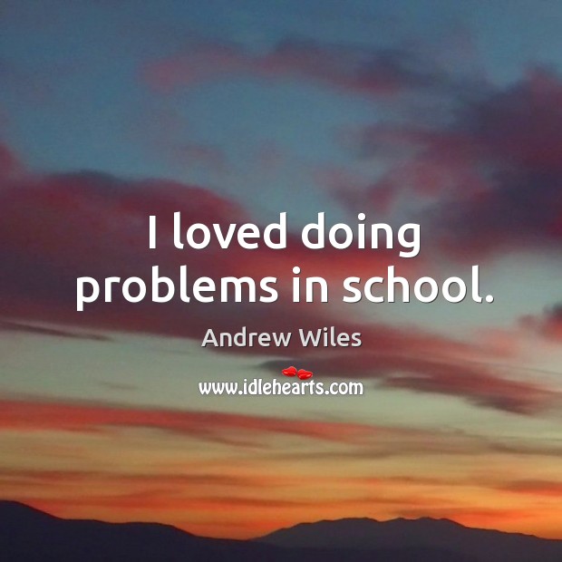 I loved doing problems in school. Andrew Wiles Picture Quote