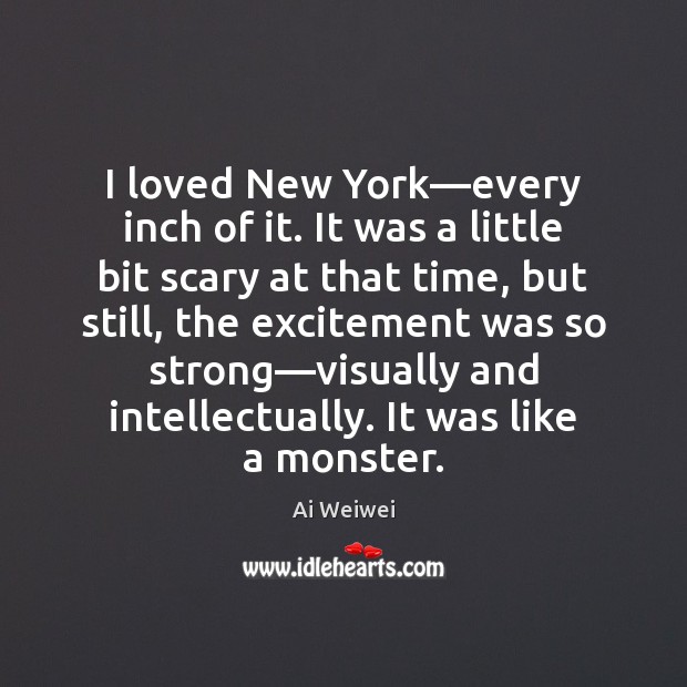 I loved New York—every inch of it. It was a little Ai Weiwei Picture Quote