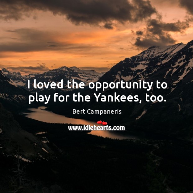 I loved the opportunity to play for the yankees, too. Image
