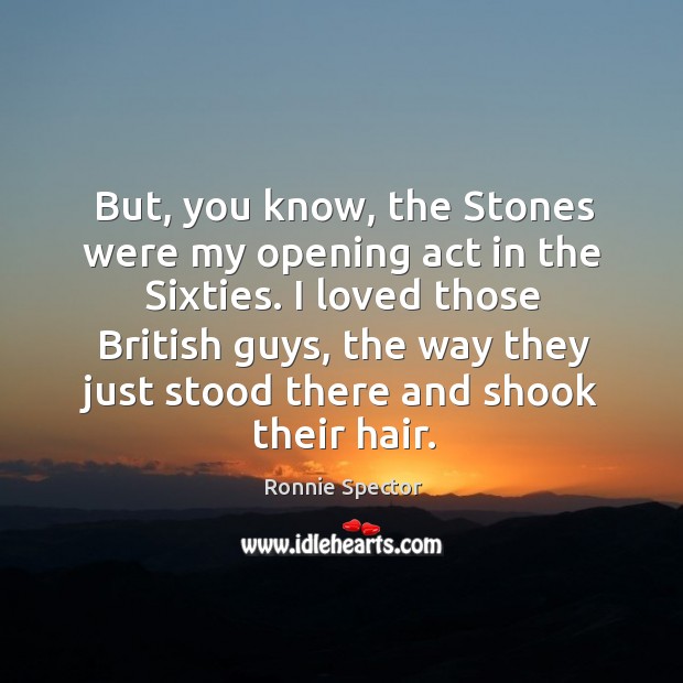 I loved those british guys, the way they just stood there and shook their hair. Ronnie Spector Picture Quote