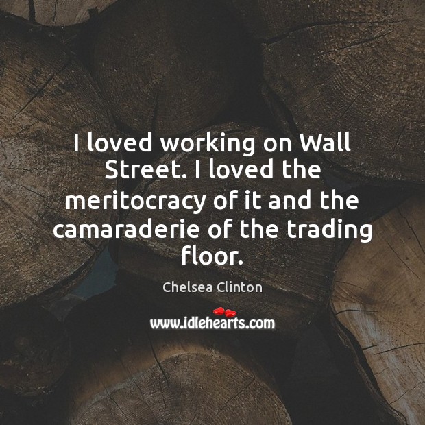 I loved working on Wall Street. I loved the meritocracy of it Chelsea Clinton Picture Quote