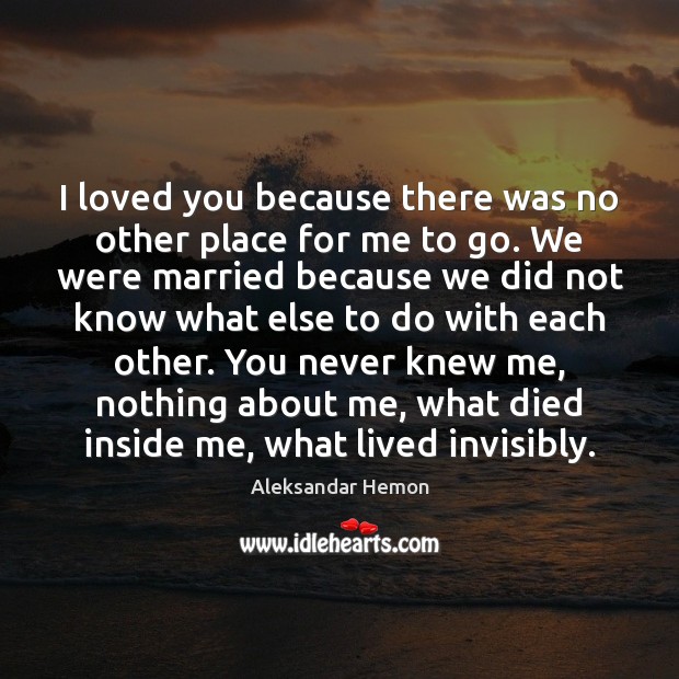 I loved you because there was no other place for me to Aleksandar Hemon Picture Quote