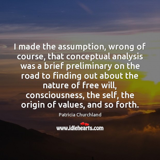 I made the assumption, wrong of course, that conceptual analysis was a Patricia Churchland Picture Quote