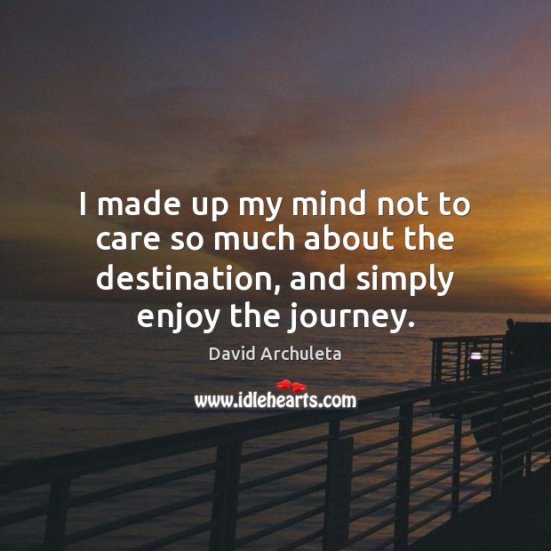I made up my mind not to care so much about the destination, and simply enjoy the journey. David Archuleta Picture Quote