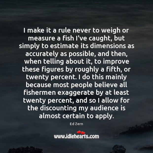 I make it a rule never to weigh or measure a fish Image