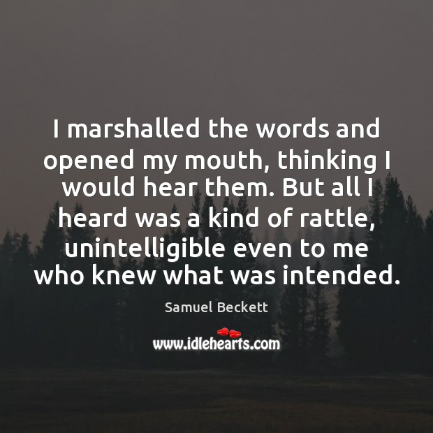 I marshalled the words and opened my mouth, thinking I would hear Samuel Beckett Picture Quote
