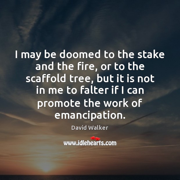 I may be doomed to the stake and the fire, or to David Walker Picture Quote