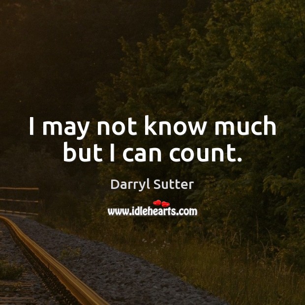 I may not know much but I can count. Darryl Sutter Picture Quote