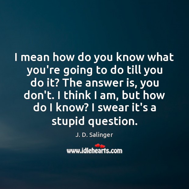 I mean how do you know what you’re going to do till J. D. Salinger Picture Quote