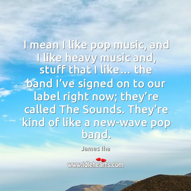 I mean I like pop music, and I like heavy music and, stuff that I like… James Iha Picture Quote