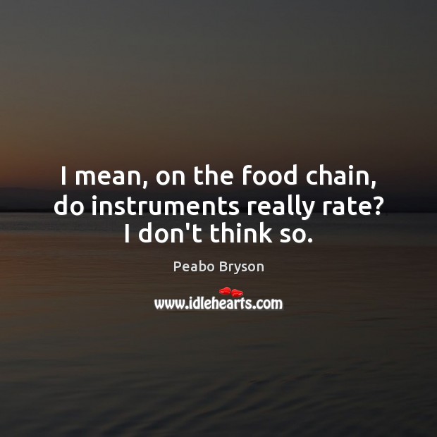 I mean, on the food chain, do instruments really rate? I don’t think so. Peabo Bryson Picture Quote