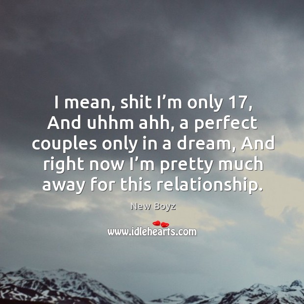 I mean, shit I’m only 17, and uhhm ahh, a perfect couples only in a dream. New Boyz Picture Quote